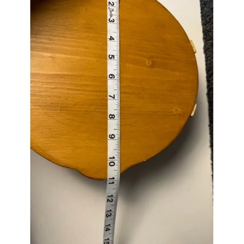 Vintage Wooden Heart Cutout Wall Pocket Paper Plate Holder Rustic Wood Country
